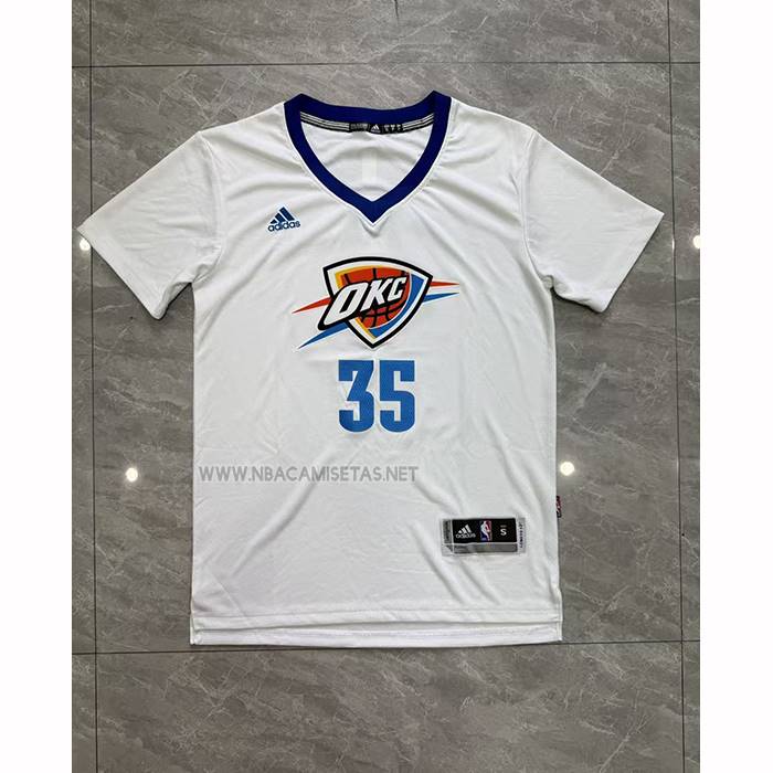Camiseta Manga Corta Oklahoma City Thunder Kevin Durant NO 35 Blanco